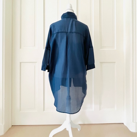 Zara Tops - Zara semi sheer blue button down tunic xs
